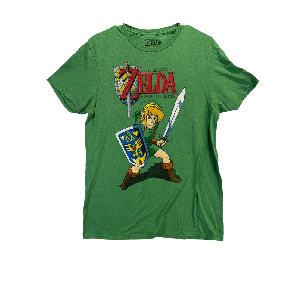 The Legend of Zelda A Link to the Past Green Graphic T-Shirt Mens Medium Link